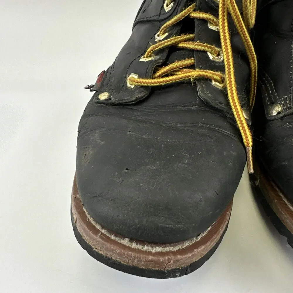 Field and Stream Black Leather Combat Boots Lace Up 1161 Mens 10 EE‎ Extra Wide